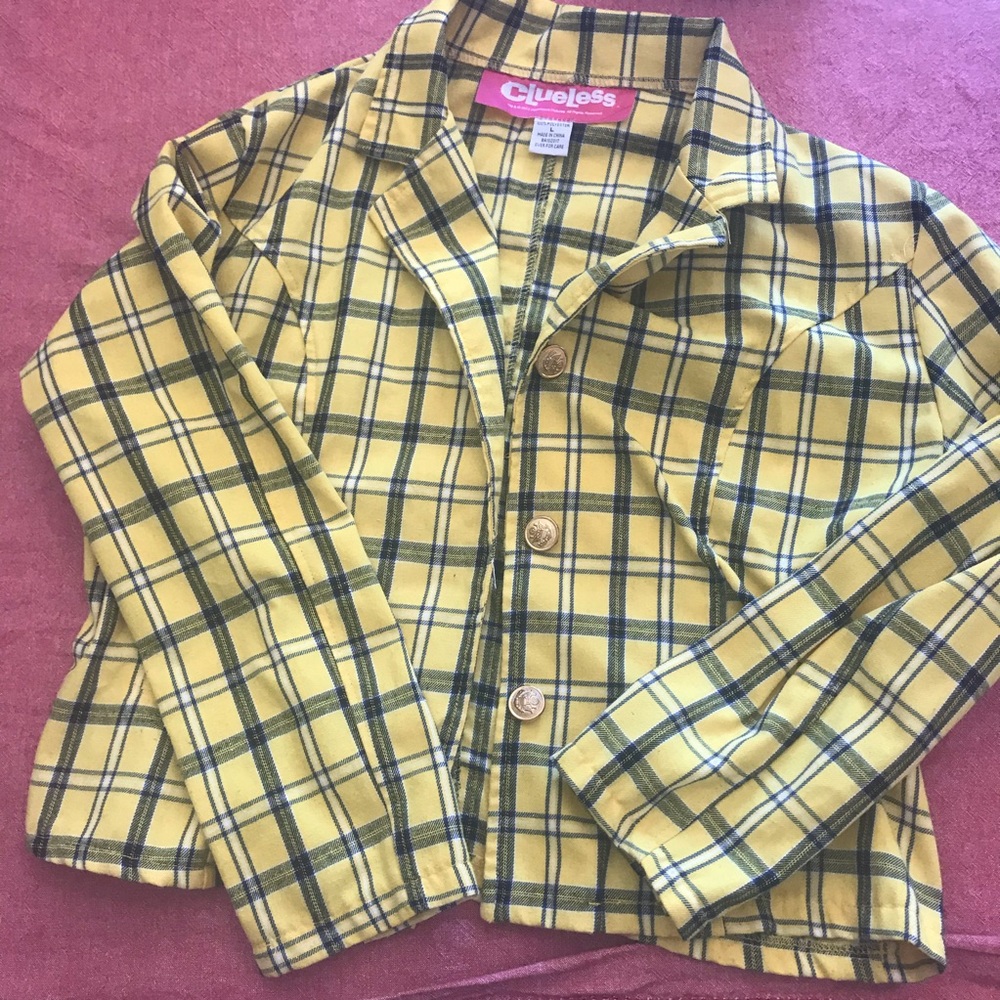 Clueless Cher Yellow Plaid Blazer Size Large